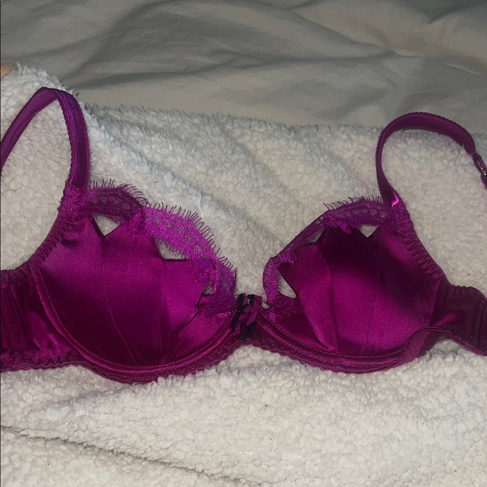 Agent Provocateur Fuchsia Satin Bra